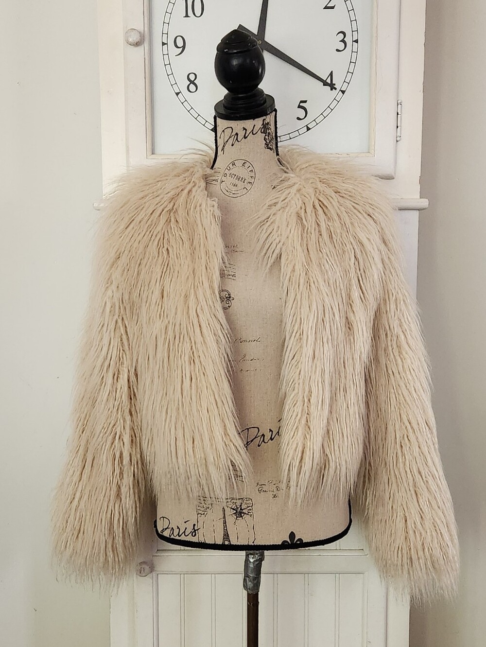 Faux Fur Shaggy Sheepskin Cropped Coat